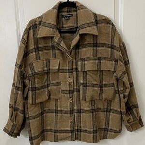 Kersh Plaid Utility Jacket - Brown and Black